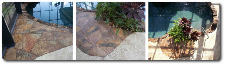 Decorative concrete pool deck